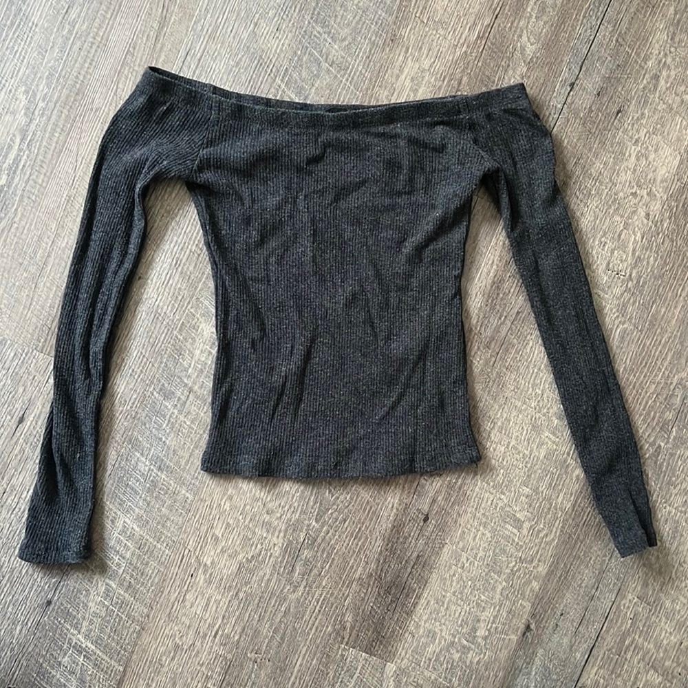 Off the shoulder gray top